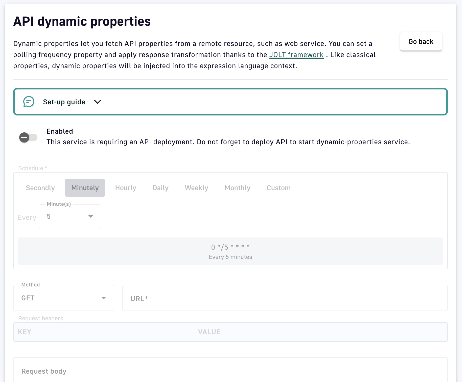 Configure dynamic properties
